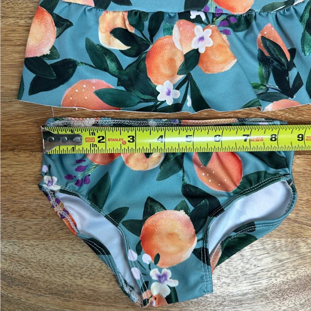 Oranges Peplum‎ Small Shop Handmade 2 Pc Swim Suit